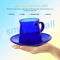 thumbnail image 5 of Coffee Cups and Saucers Glass Coffee Drinking Cup with Tray Tea Cup Beverage Cup Water Cup for Afternoon Tea Office Use 300ml Blue, 5 of 6