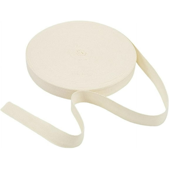 50 Yard 50 Yards Cotton Twill Tape Trim 1 inch Wide Herringbone Shape Cotton Trim Beige Cotton Twill Tape Ribbon Fabric Roll for Sewing Crafts DIY Webbing Bias Binding Gift Wrapping Home Decor