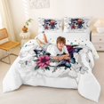 thumbnail image 3 of Homewish Gothic Halloween Skeleton Full Size Comforter Sets,Multicolor Floral Butterflies Bedding Comforter Set,Polkadot Reversible,3-Piece,1 Comforter and 2 Pillowcases, 3 of 7