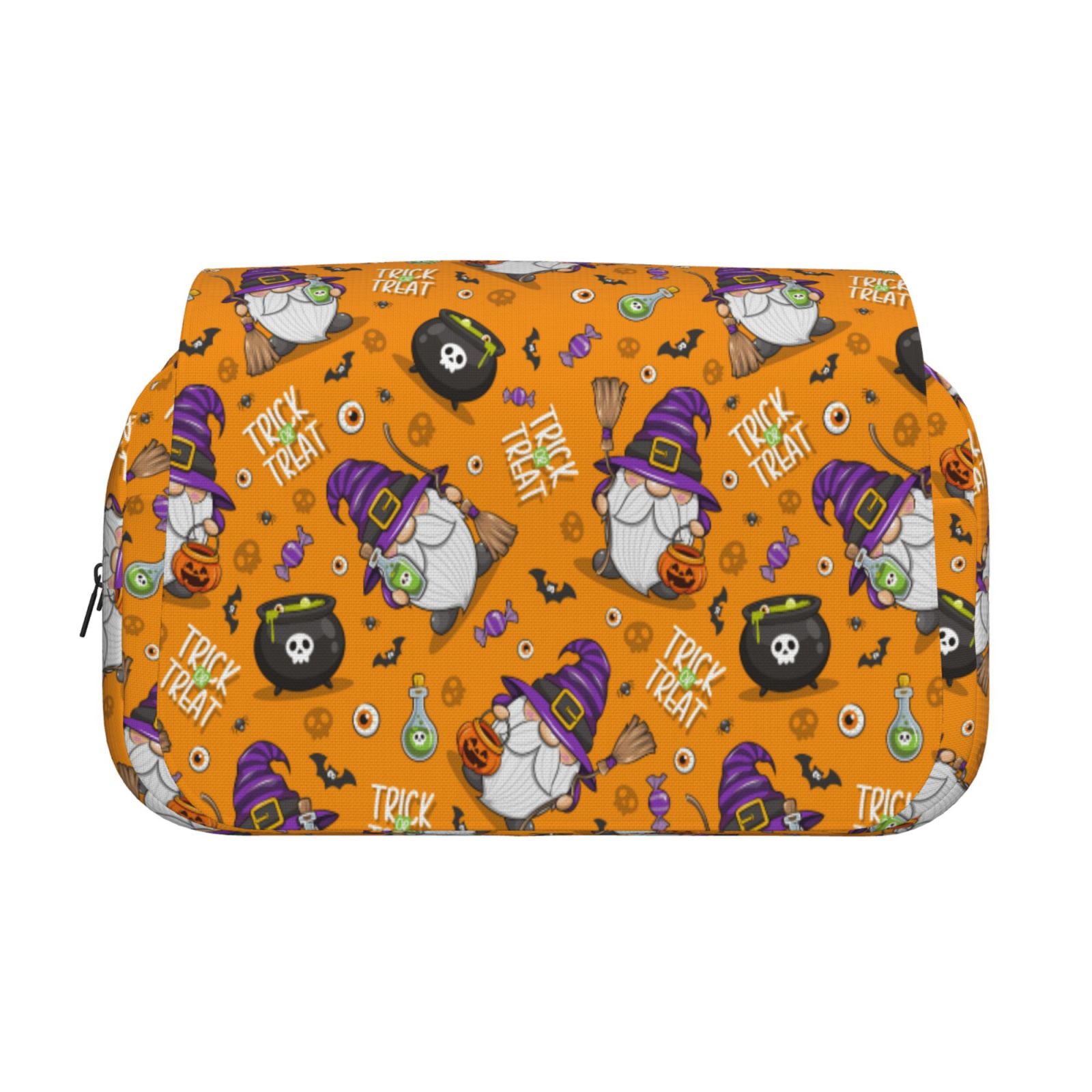 Rateoe Halloween Witches Gnome Pattern Double Clamshell Pen Case, Storage Organizer with Two Zipper Compartments– Holds Up to 50 Pencils & Pens
