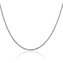 14K Solid White Gold 0.8mm Sparkle Singapore Chain Necklace