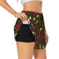 thumbnail image 2 of Bixox Women's Chili2 pattern 2 in 1 Running Shorts - Lightweight Athletic Workout Gym Yoga Shorts Liner with Pockets - Large, 2 of 7