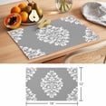 thumbnail image 6 of Baroque Grey Placemats Set of 4 Vintage Damask Classic Floral Place Mats Indoor Wipeable Table Mats Washable Cloth Dining Table Placemats for Kitchen Holiday Party Home Decor 13x19 Inch, 6 of 9