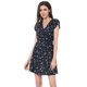 thumbnail image 2 of Vestido Floral Allegra K de Manga Corta con Cinturón y Cuello en V Cruzado para Mujer Talla S Azul, 2 of 6