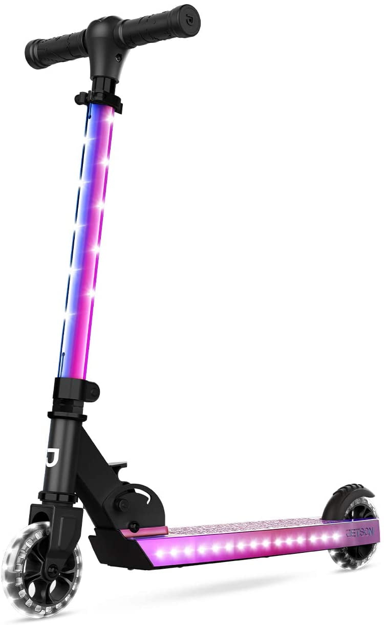 Folding Kick Scooter Kids+LED Light Up Wheels Adjustable Height 5lb Lightweight 