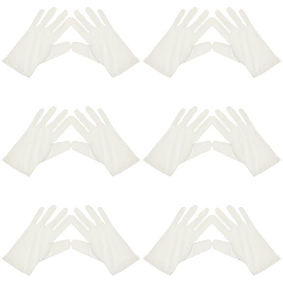 6 Pairs Microfiber Jewelry Eczema Gloves Odorless Gloves Work 21x10x0.8cm White