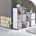 thumbnail image 3 of ZYPPP Dothan Wood 2-Cubed Closed Bookcase - Storage Shelf Organizer Bookshelf (White), 3 of 8