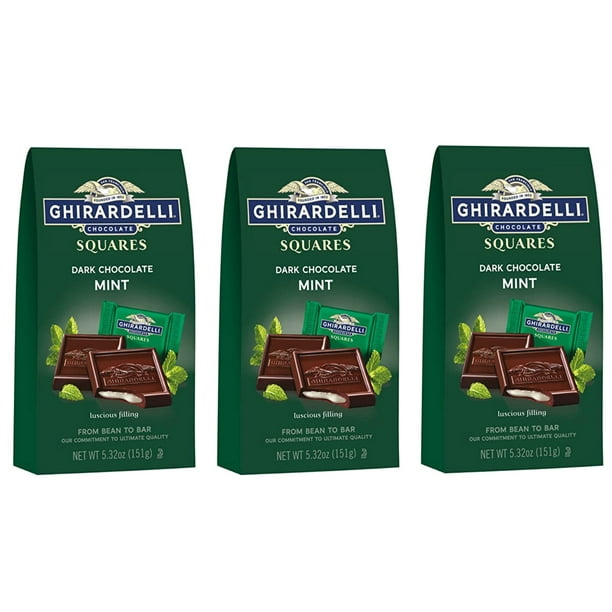 Ghirardelli, Dark Chocolate Mint Filled Squares, 5.32oz (Pack of 3)