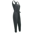 thumbnail image 3 of Vedolay Womens Casual Sleeveless Solid Color V-Neck Elastic Waists Jumpsuits with Belted,Gray XL, 3 of 4