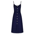 thumbnail image 6 of IROINNID Reduced Dress for Women 2023 Casual Cocktail Wedding Guest Dress Sleeveless Plain Round Neck And Mid-Calf Dress In Spring And Summer Shirt Dress,Navy, 6 of 8