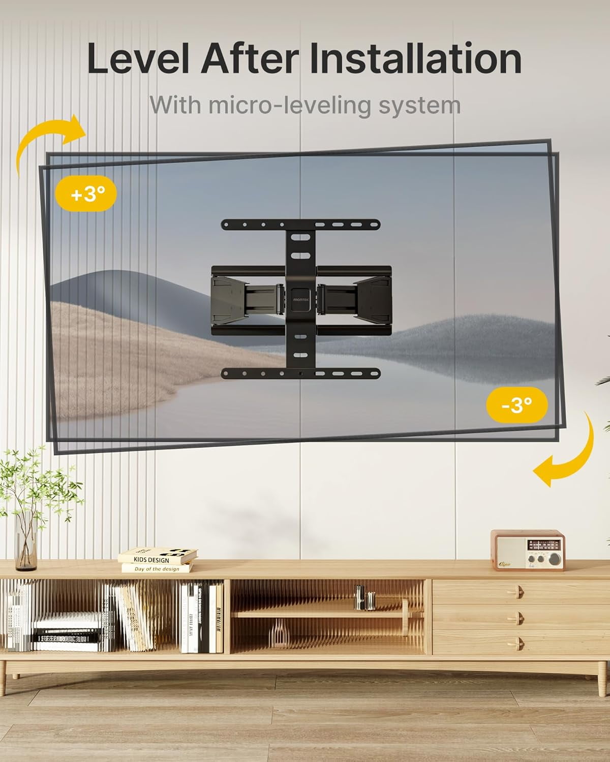 monTEK 0.77" Ultra Slim Full Motion TV Wall Mount for 37–75" TVs, Dual Arm Articulating Bracket, 143 lb Capacity, VESA 100x200–400x400, Fits 16"/18" Studs, 4× Load Tested