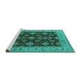 thumbnail image 2 of Ahgly Company Machine Washable Indoor Round Oriental Turquoise Blue Industrial Area Rugs, 3' Round, 2 of 4