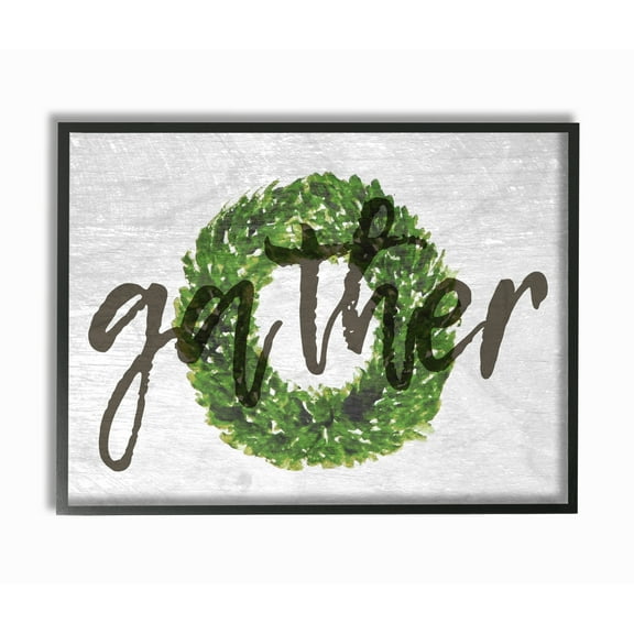 The Stupell Home Decor Collection Gather Boxwood Wreath Typography Framed Wall Art