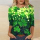 thumbnail image 1 of TaTaai Fashion Women's Printed Round Neck 3/4 Sleeve T-shirt Fashionable Blouse Tops Gift, 1 of 5