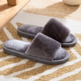 thumbnail image 3 of Womens Mens Open Toe Fuzzy Slippers for Guest Hotel Spa Travel Memory Foam House Shoes Winter Warm Ladies Home Slip on, 3 of 5
