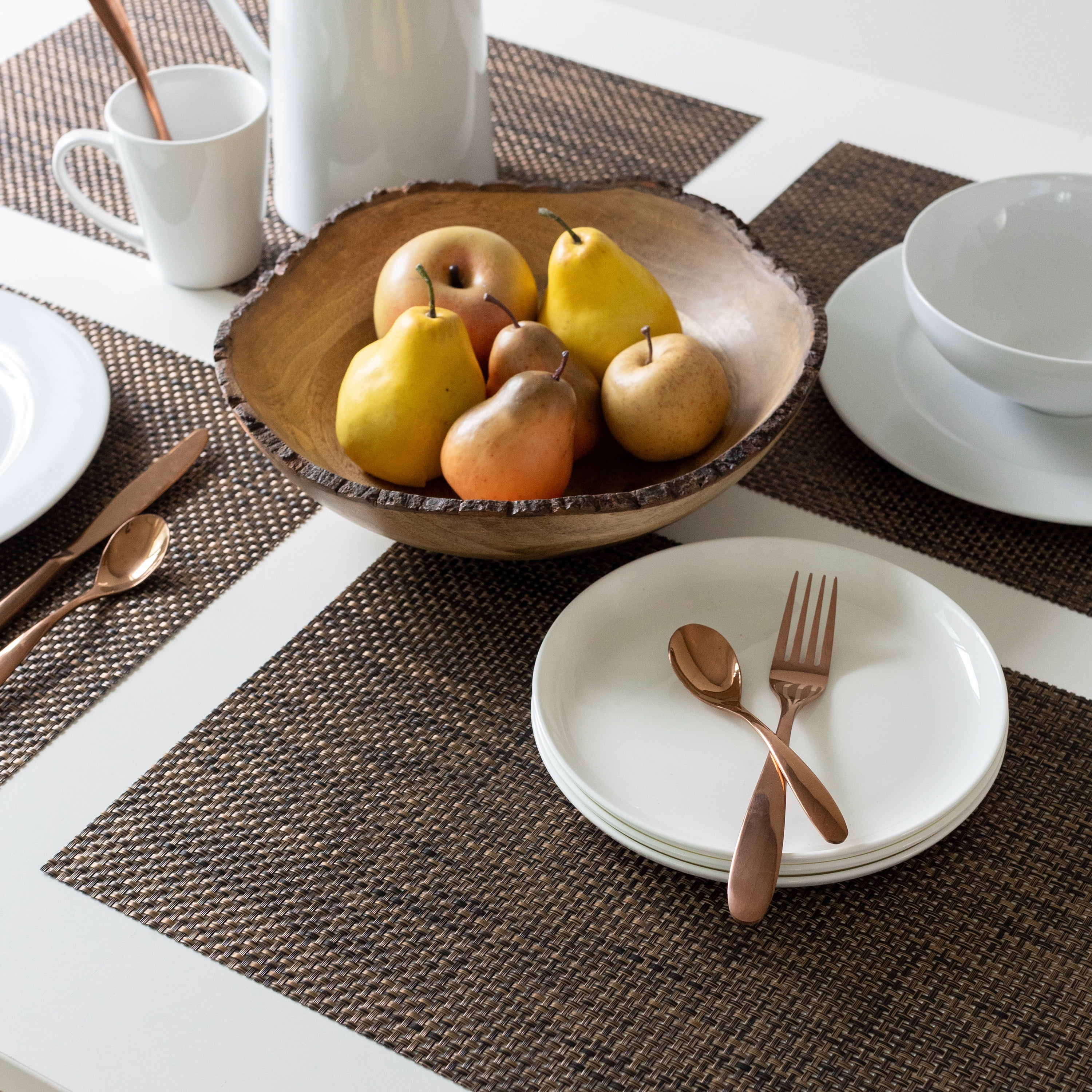 (4 pack) Mainstays Longport Woven Vinyl Table Placemat Tobacco 13" x 18"