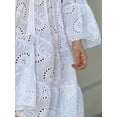 thumbnail image 6 of Women'S 2025 Lace Eyelet Embroidery Dress V-Neck Trumpet Sleeve Boho Flowy Swing Dress White XXL, 6 of 8