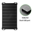 thumbnail image 2 of Cargador de panel solar de 15W 5V con salida USB dual ETFE ligero para banco de energía de teléfono, 2 of 6