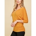 thumbnail image 5 of Made by Johnny Women's V-Neck 3/4 Sleeve Dolman Top with Side Shirring XS MUSTARD, 5 of 6