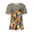 thumbnail image 3 of CHOK Vêtements pour Femmes Liquidation Mode Femme Blouse à Col Rond Imprimé Manches Courtes T-Shirt Hauts d'Été, 3 of 4