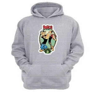 Genérico - Polerón Canguro Popeye Gris Claro Talla M Unisex