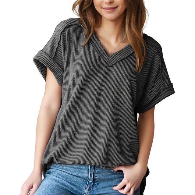 Blusas de Corta para Mujer Gris Oscuro XXL