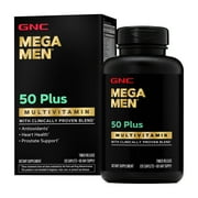 GNC Mega Men 50 Plus Clinically Proven Multivitamin Caplets, For Heart & Prostate Health, With B Vitamins, Saw Palmetto, Memory, Vitamin D-3, 120 Count