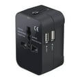 thumbnail image 1 of Travel Adapter ABS Plastic Universal Charger Dual USB Travel Adapter Portable Dual USB Travel Converter, Black, 1 of 9