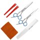 thumbnail image 4 of Juego de 5 tijeras profesionales para el cabello, peine y cortador de peluquería, color plateado, 4 of 14