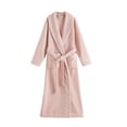 thumbnail image 5 of Womens Plush Long Robe, Shawl-Collar Warm Comfy Fleece Bathrobe Nightgown Home Wear Soft Sleepwear Spa Robes with Pockets S-85 Pink-a XL, 5 of 9