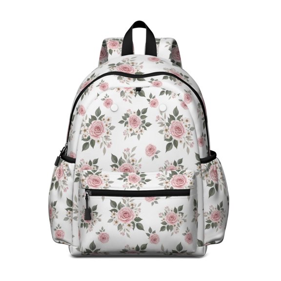 Pioneer Flower Floral Print Pattern Cute School Backpack with Padded Back and Adjustable Shoulder Straps 13.4"x11"x4.7"