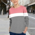 thumbnail image 3 of Ugoldhm Kids Color Block Long Sleeve Top Crewneck Cozy Soft Casual Fall Spring Shirt (3-14 Years), 3 of 8