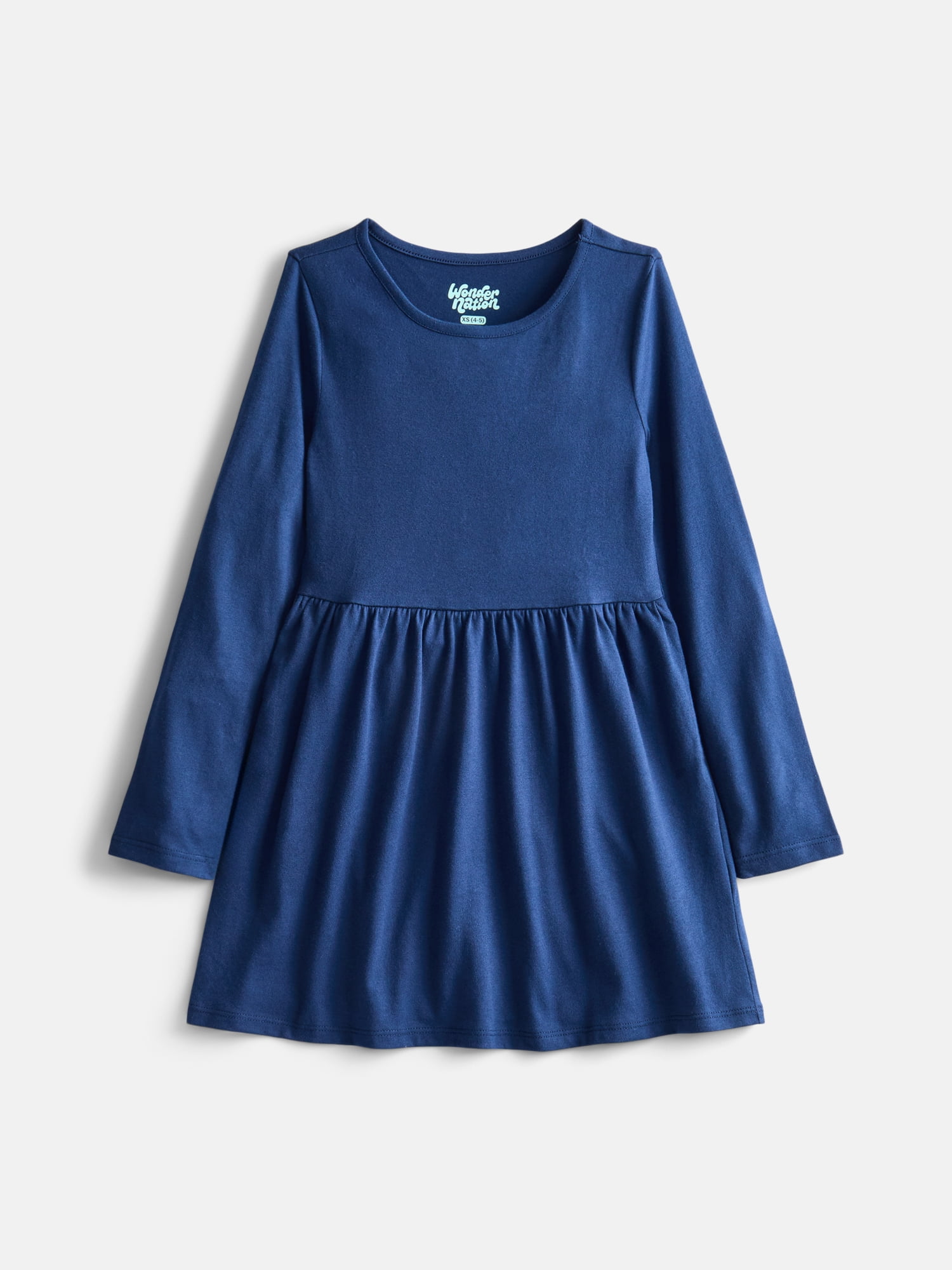 Wonder Nation Girls Long Sleeve Dress, 2 Pack, Sizes 4-18 & Plus