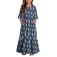 thumbnail image 2 of ITSAME Girls A-Line Dress Crew Neck 3/4 Sleeve Flowy Ruffle Summer Casual Fashion Printed Dress Navy Size 14, 2 of 7