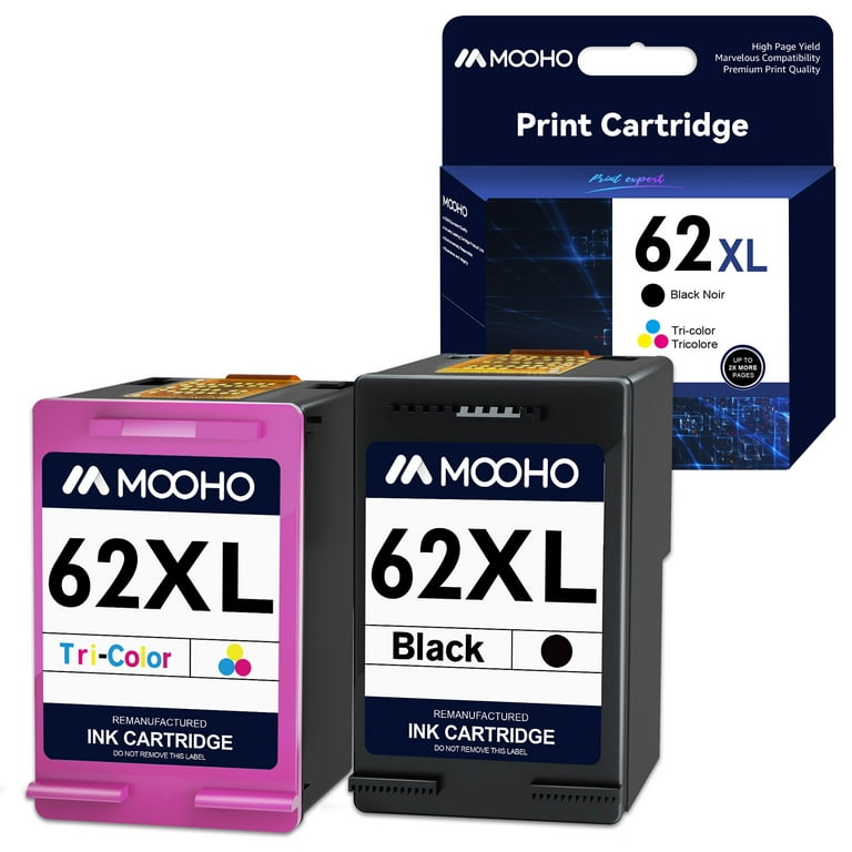 62XL Ink Cartridges Black and Color Replacement for HP 62XL Ink Cartridge  Combo Pack for Envy 5540 5640 7640 5660 OfficeJet 5740 250 Printer(2 Pack)