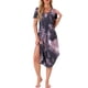 thumbnail image 2 of INSPIRAR CHIC Camisón de Mujer con Cuello en V, Manga Corta, Camisón Largo, Vestido de Lounge de Primavera Verano con Bolsillo, Talla XL, Tie Dye Negro Rosa, 2 of 6