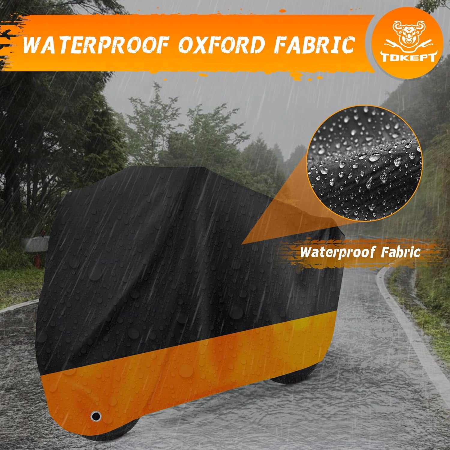 chasenew Motorcycle Cover Waterproof Sun with Lock-Holes & Storage Bag Heavy Duty Material, Fits up to 104" Harley Davison and All Motors (XXL Black)