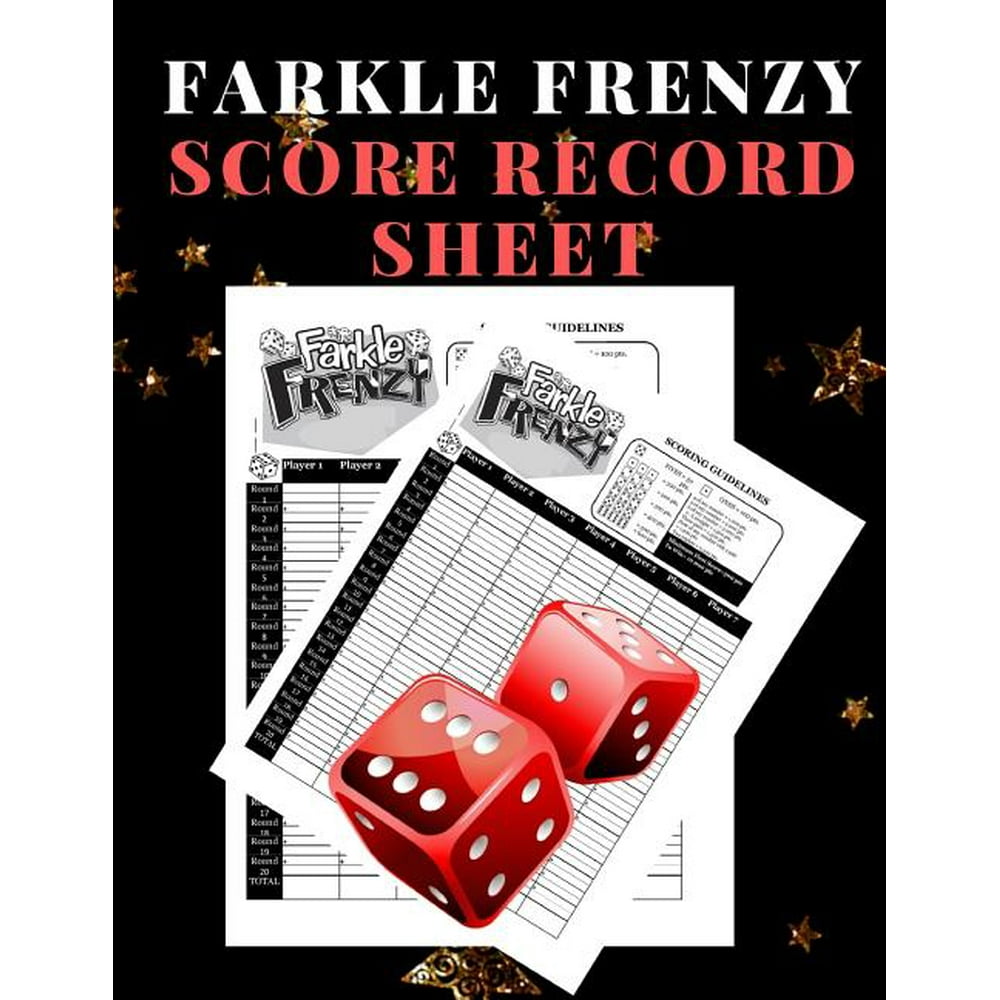 Farkle Frenzy Score Record Sheet : A Cute Black Large Scoring Card Pads, Log Book Keeper ...