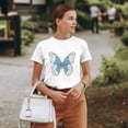 thumbnail image 3 of Womens Oversized Tshirt Graphic Butterfly Tees Crew Neck Summer Short Sleeve Cute Casual Basic Tees Tops S-3XL, 3 of 7