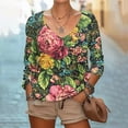 thumbnail image 2 of HAPIMO Women' Plus Size Summer Tops for Women Scoop Neck Tees Elegant Blouses Flower Print Tops Casual Loose Fashion Clothes Flowy Dressy Tunic Multicolor S, 2 of 5