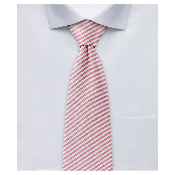 Jacob Alexander Young Boys' 11 inch Seersucker Striped Pattern Pre-Tied Clip-On Neck Tie - Red