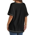 thumbnail image 3 of MOSHU Oversized T Shirts for Women Quilting Stitching Womens Shirts Classic Trendy Casual Tops, 3 of 5