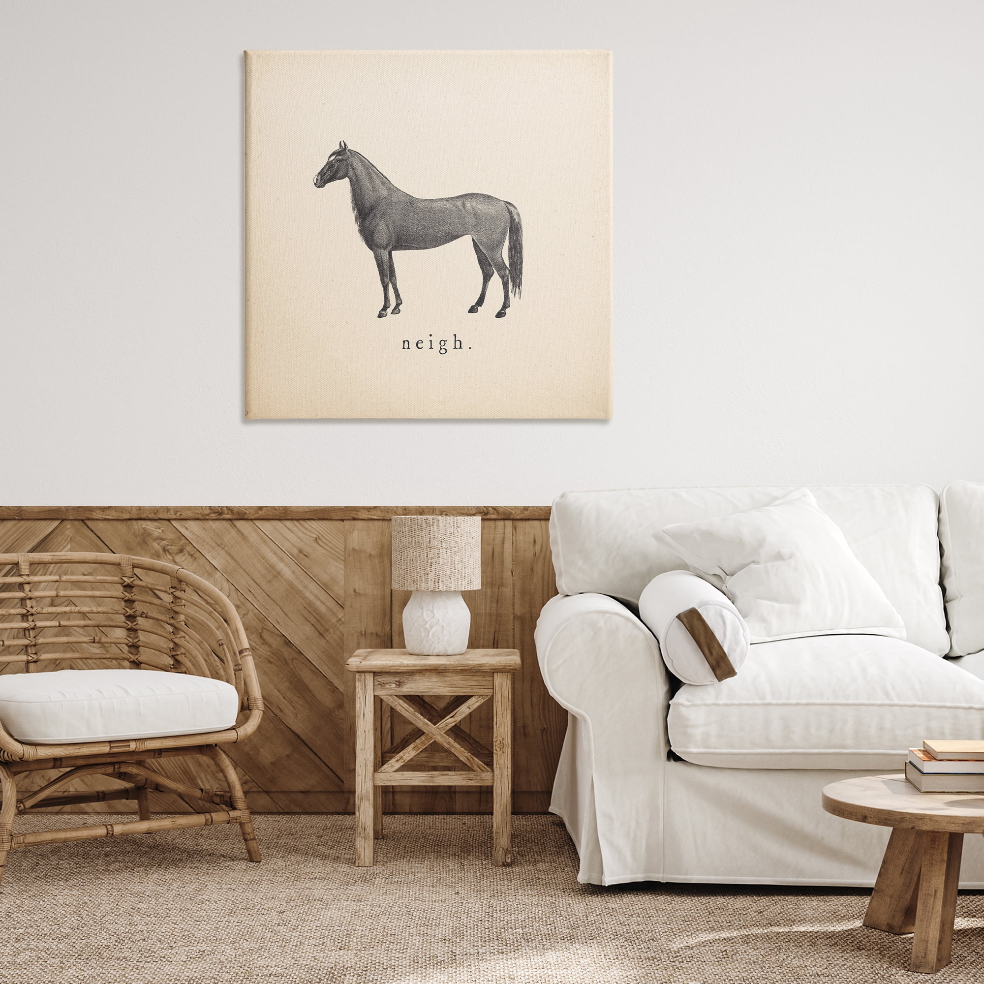 Stupell Industries Neigh Farm Horse Sounds Animals Painting Wrapped Canvas Art Print Wall Art, 36 x 36