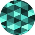 thumbnail image 1 of Ahgly Company Machine Washable Indoor Round Abstract Turquoise Blue Contemporary Area Rugs, 6' Round, 1 of 4