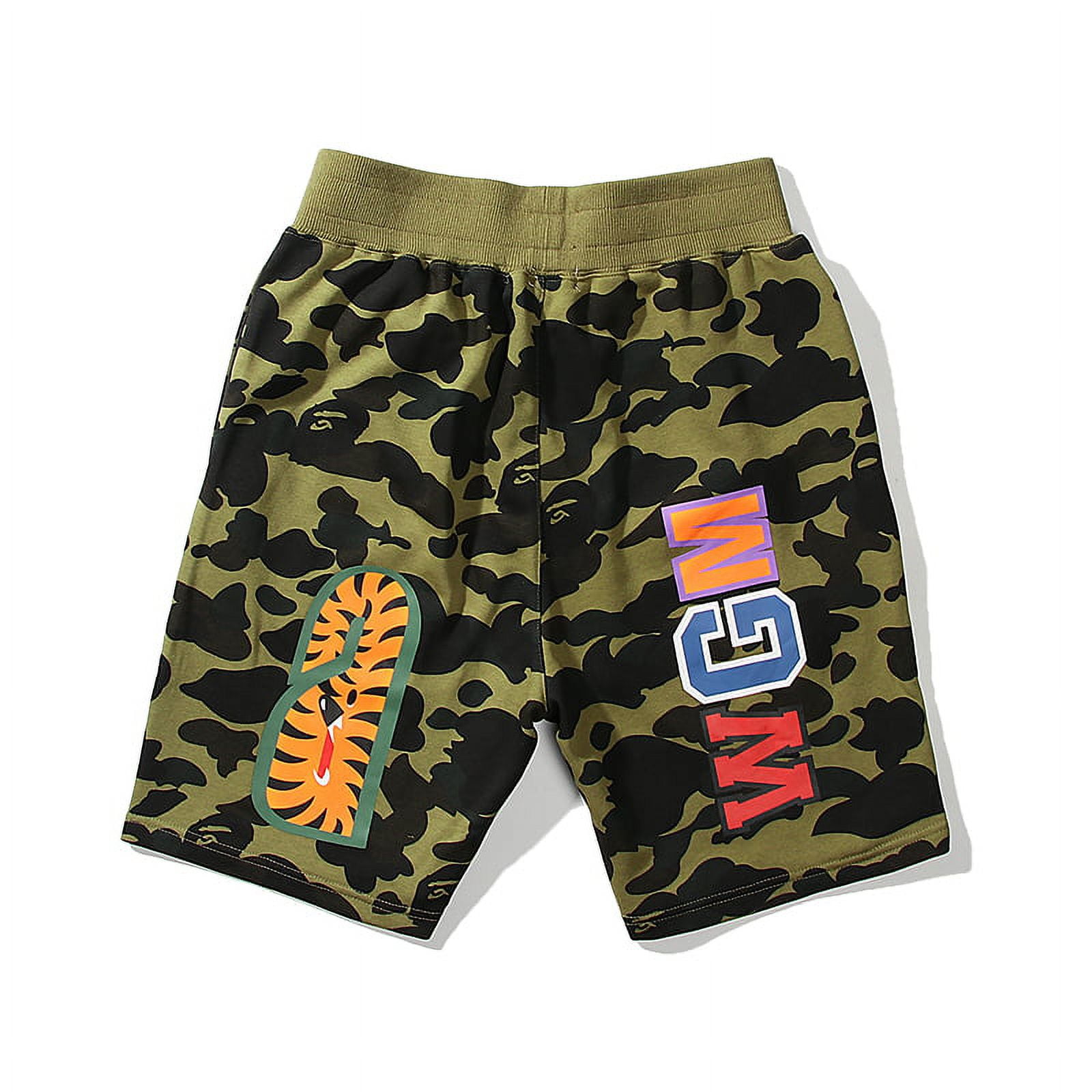 BAPE Shark Cotton Shorts Street Fashion Camouflage Hip Hop