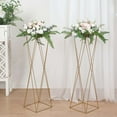 thumbnail image 2 of Efavormart 2 Pack | 32" Gold Geometric Crisscross Metal Frame Centerpieces, Open Column Pedestal Flower Stands, 2 of 10