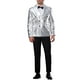 thumbnail image 2 of BLAZER BRILLANTE DE HOMBRE INSPIRE CHIC, CON SOLAPA PICO, DOBLE BOTÓN, AJUSTE REGULAR, ESTILO DE FIESTA, TALLA XL, PLATA, 2 of 5
