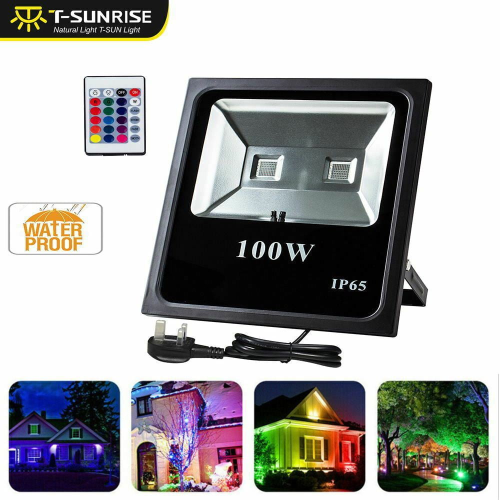 100W RGB Led Flood Lights Outdoor, RGB Color Changing Dimmable