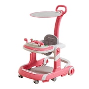2025 New Baby Walker, 4 Modes Foldable Baby Walker with Wheels, Music, 4-Height Baby Toddler Walker with Push Handle, Baby Bouncer, Food Tray, Sunshade, Walkers for Babies 6-12 Months Boys Girls