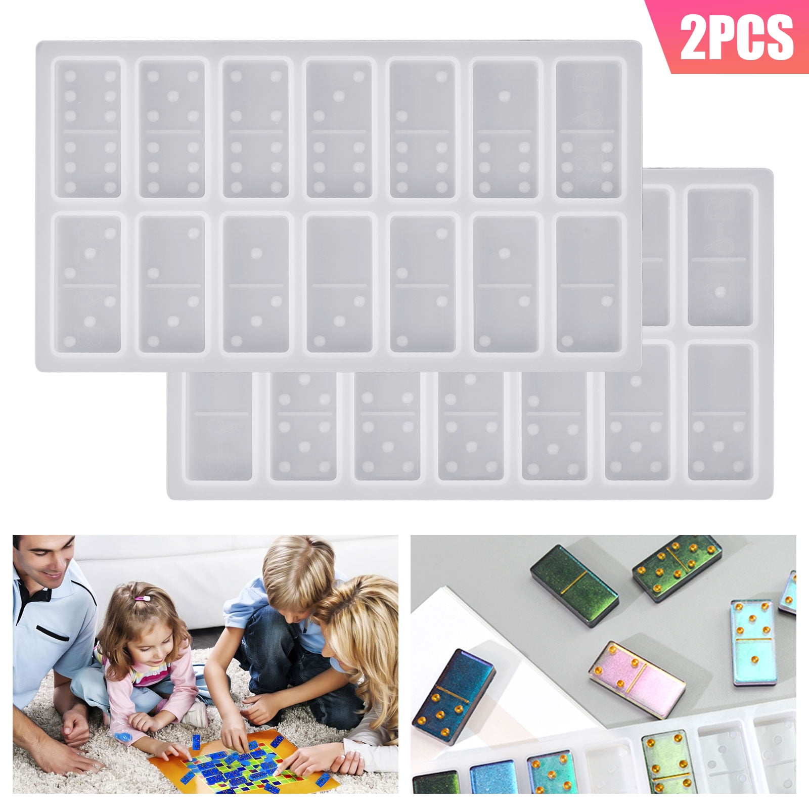 2PCS Silicone Dominoes Game Toy Resin Mold Epoxy Craft DIY Casting Mould 